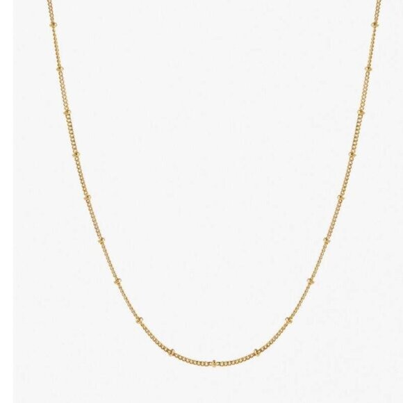 Minimalist Gold Chain Necklace Dainty Gold Dot Necklace Waterproof Layering Gift - Picture 1 of 8